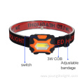 dry battery adjustable angle 3 led modes headlamp